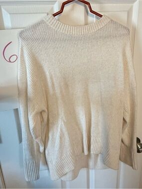 Old Navy Cream Ribbed Scoop-Neck Lightweight Pullover